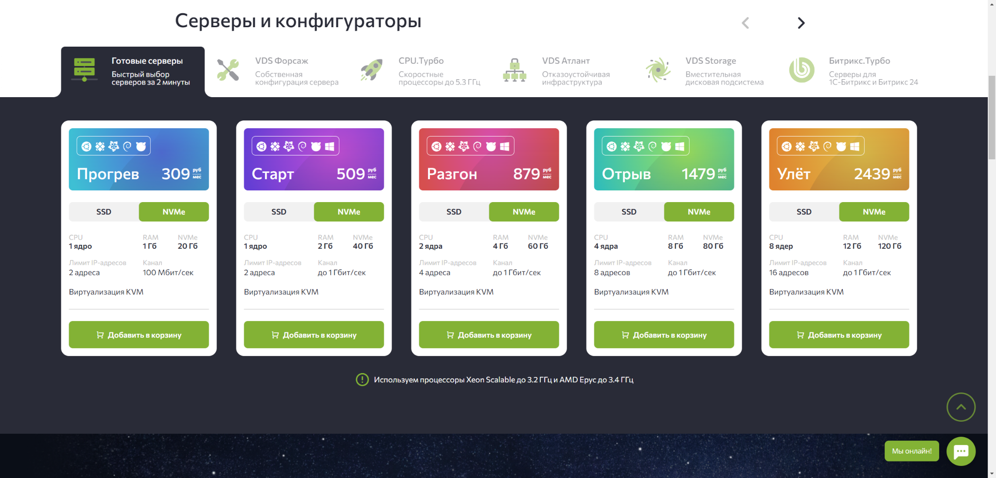 Тарифы на VPS/VDS хостинга FirstVDS.ru